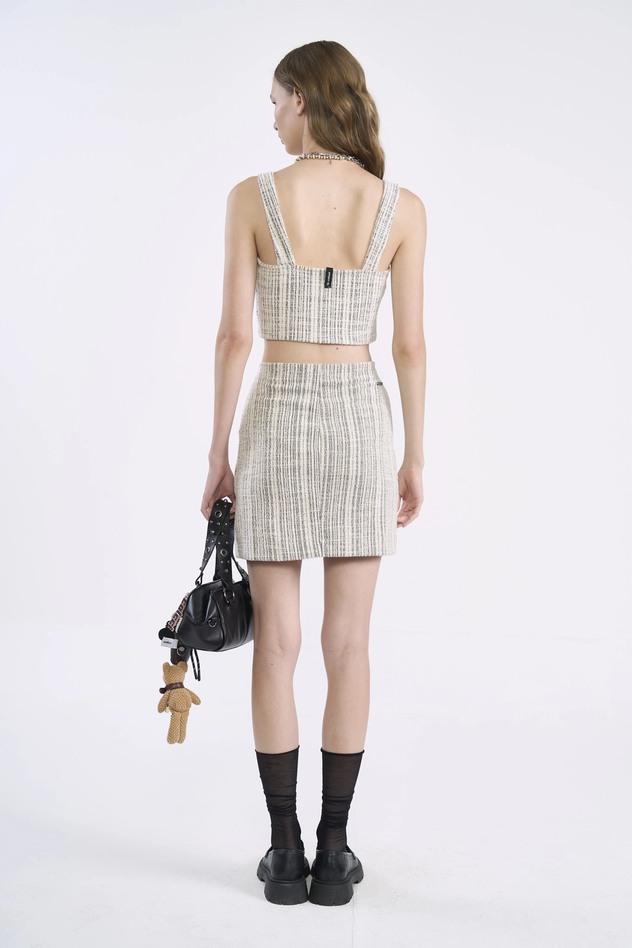 Saia Curta Tweed Evasê Estampados