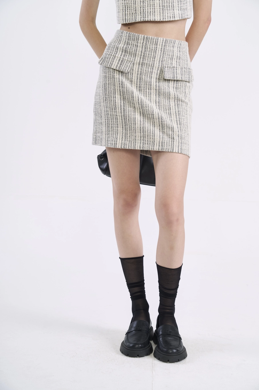 Saia Curta Tweed Evasê Estampados