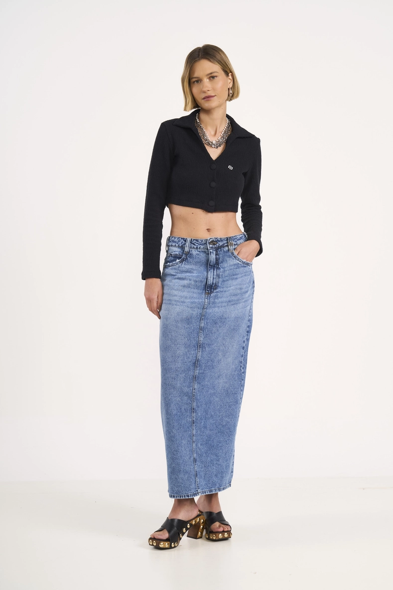 Saia Jeans Longa Reta