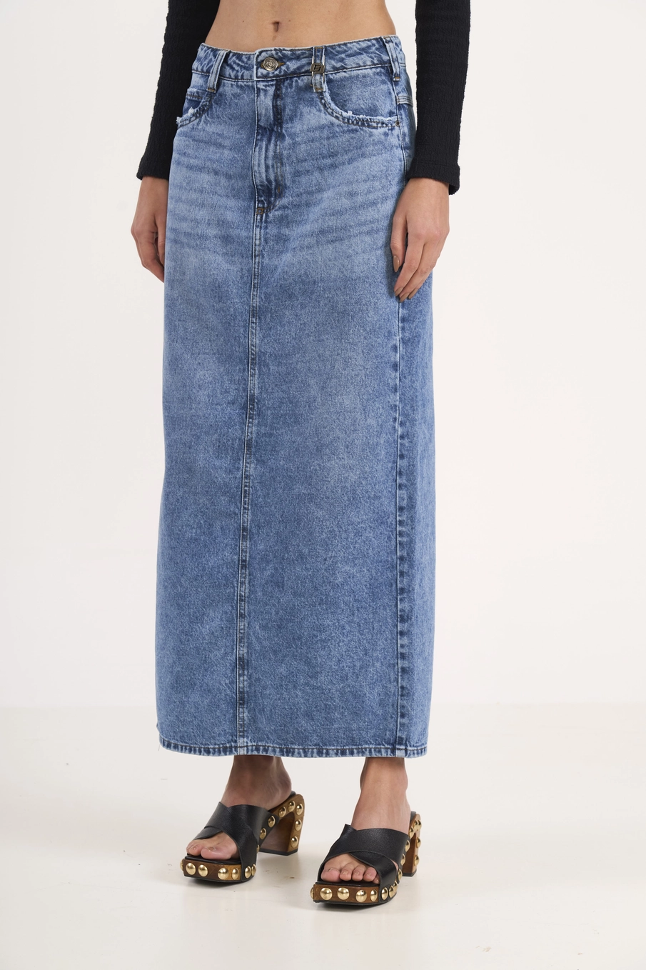 Saia Jeans Longa Reta Índigo