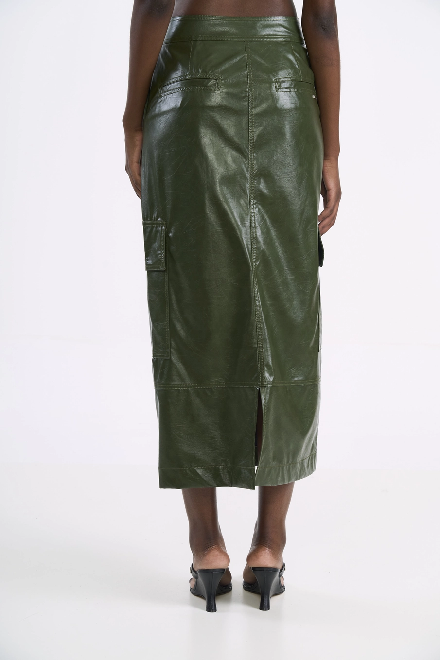 Saia Midi Cargo Em Pu Verde