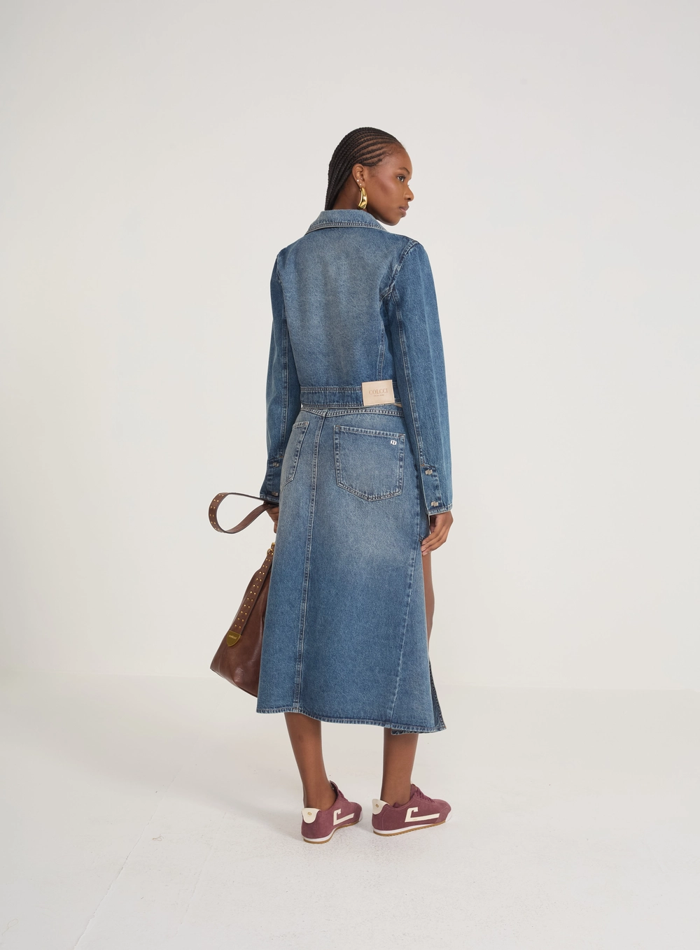 Saia Jeans Midi Com Fenda Assimétrica Índigo
