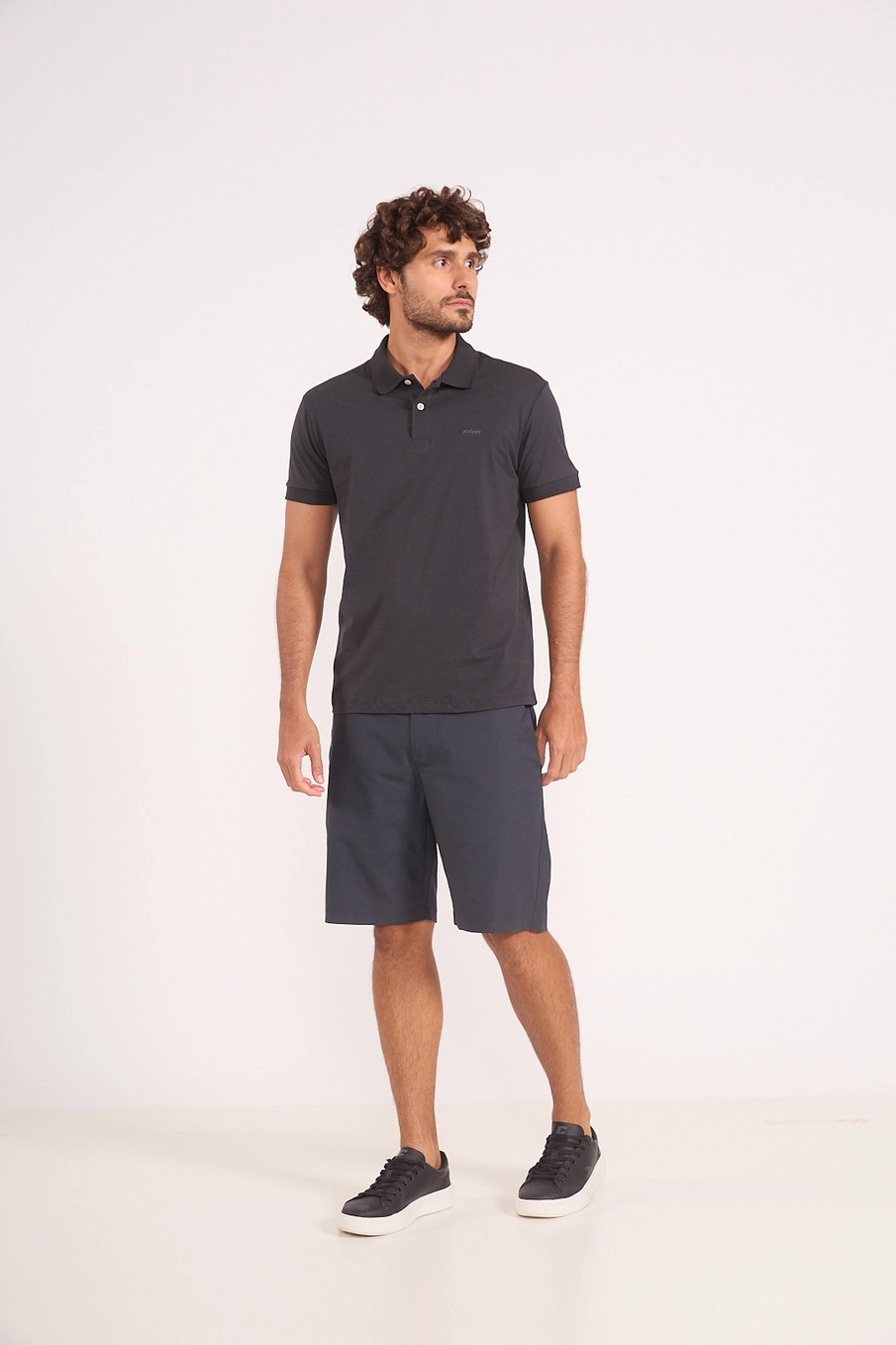 Polo Masculina Slim Cinza