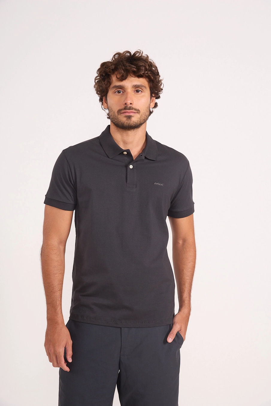 Polo Masculina Slim Cinza