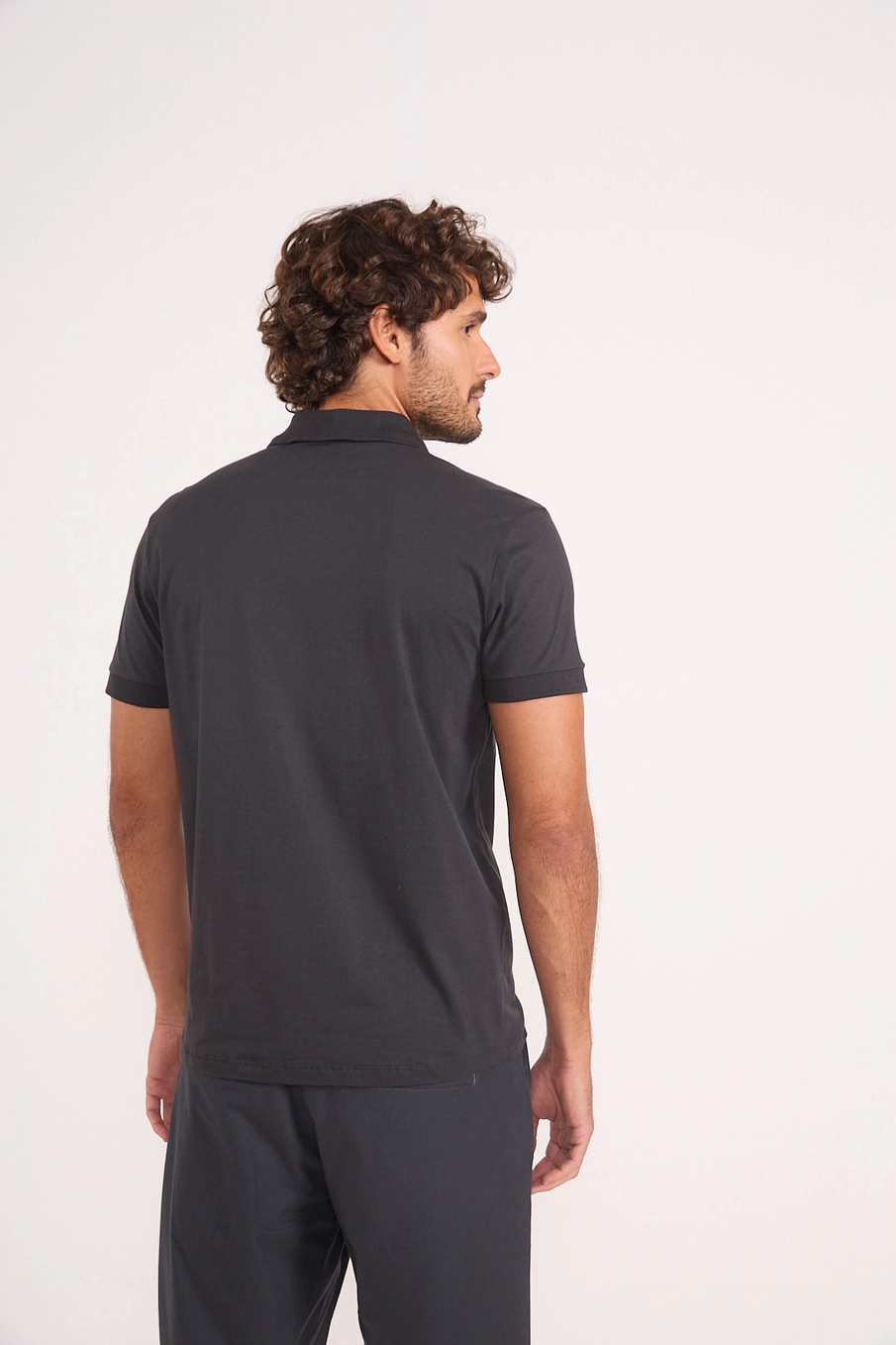 Polo Masculina Slim Cinza