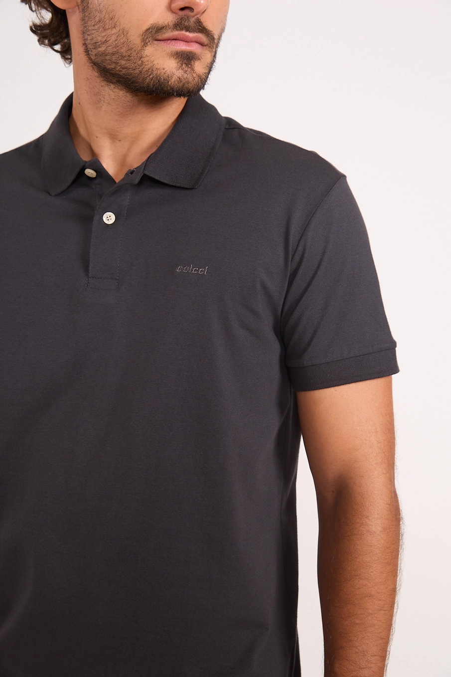 Polo Masculina Slim Cinza