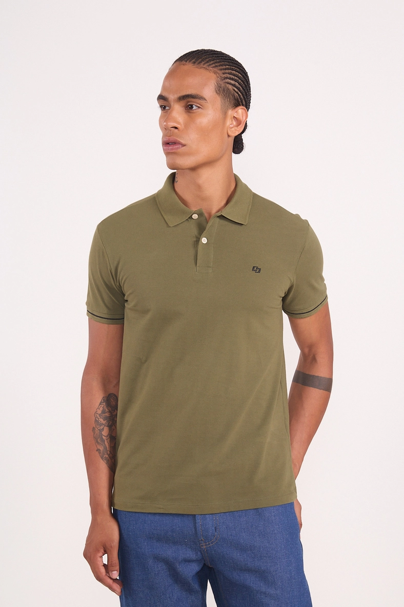Camiseta Polo Reta Em Malha Piquet