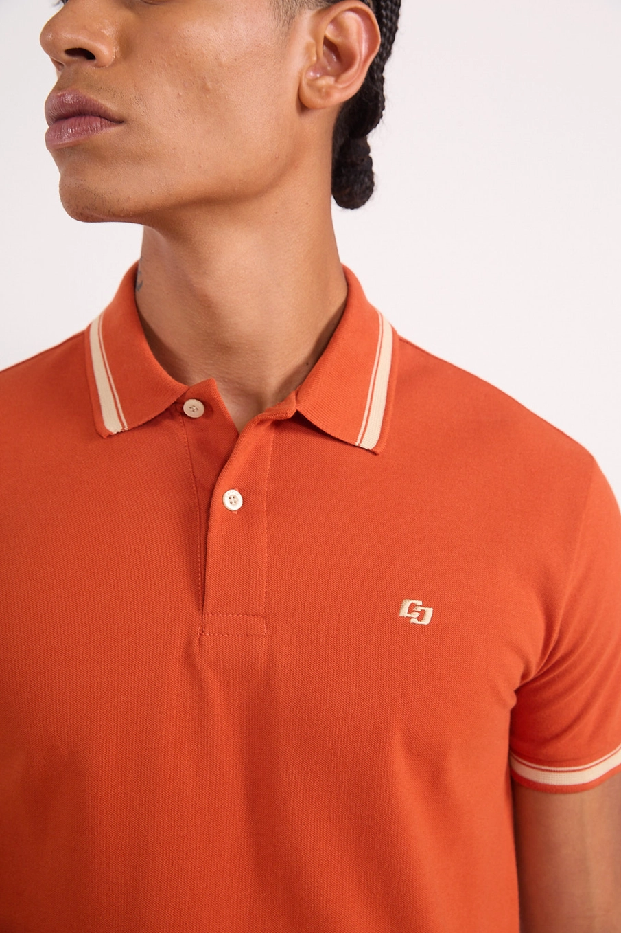 Polo Masculina Friso Duplo Laranja