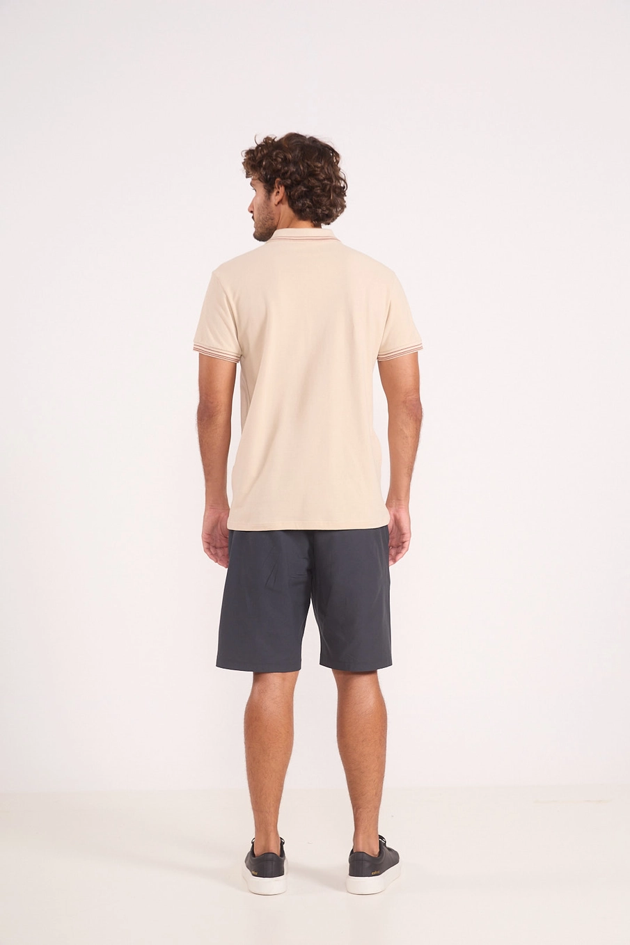 Polo Masculina Friso Duplo Bege