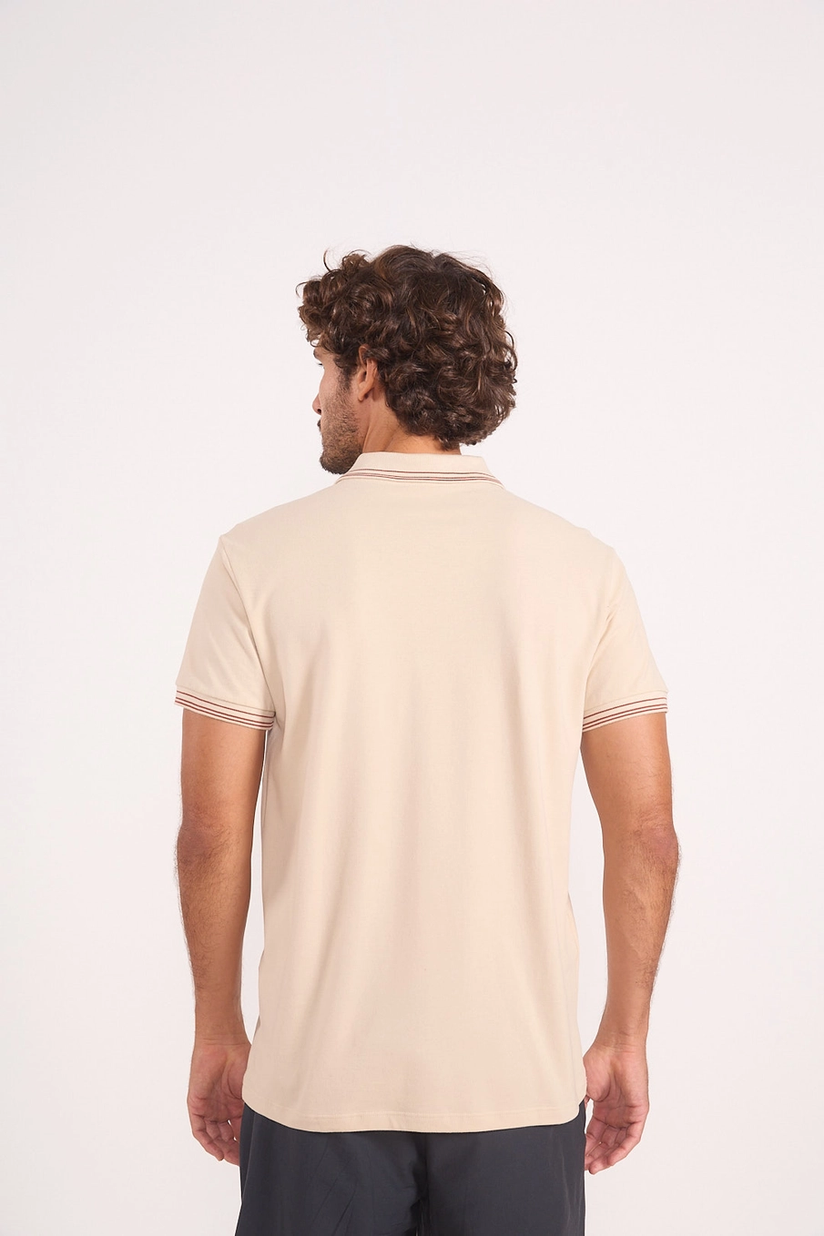 Polo Masculina Friso Duplo Bege