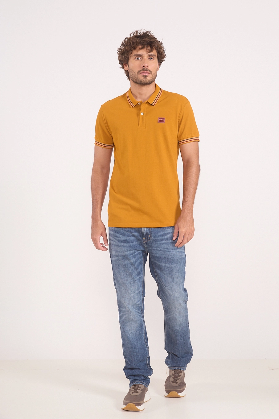 Polo Masculina Piquet De Algodão Amarelo