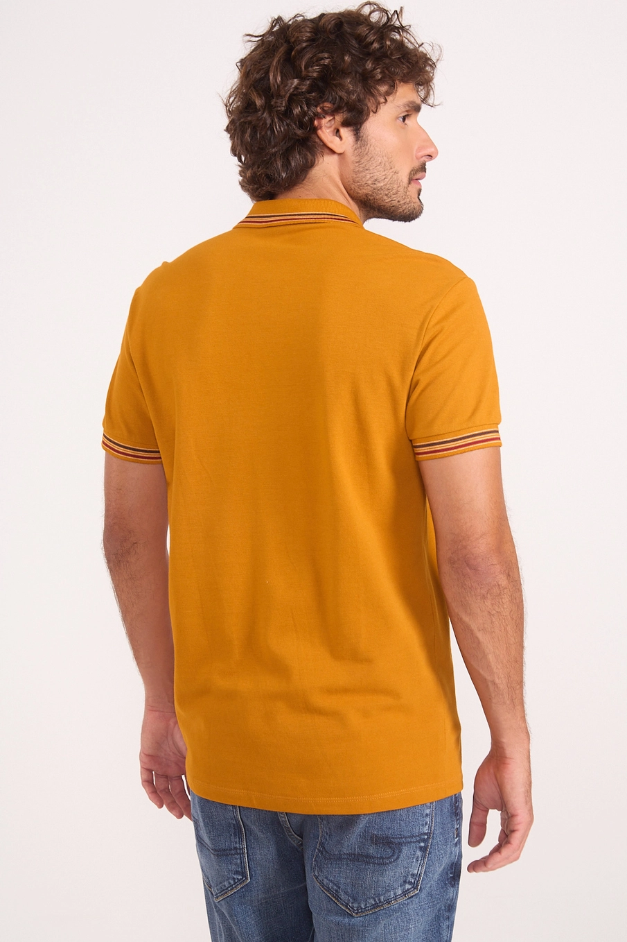Polo Masculina Piquet De Algodão Amarelo