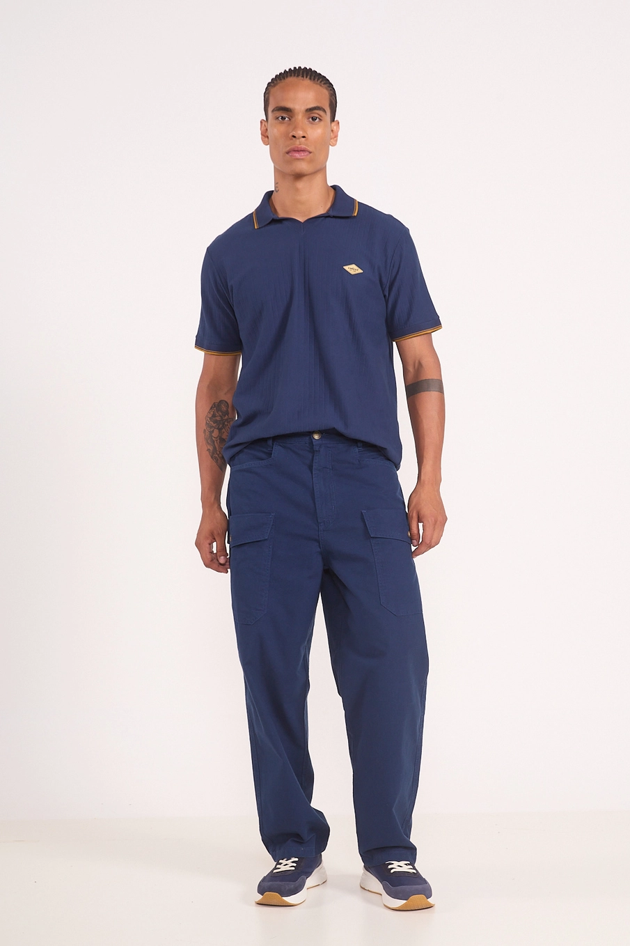Camisa Polo De Algodão Canela Azul