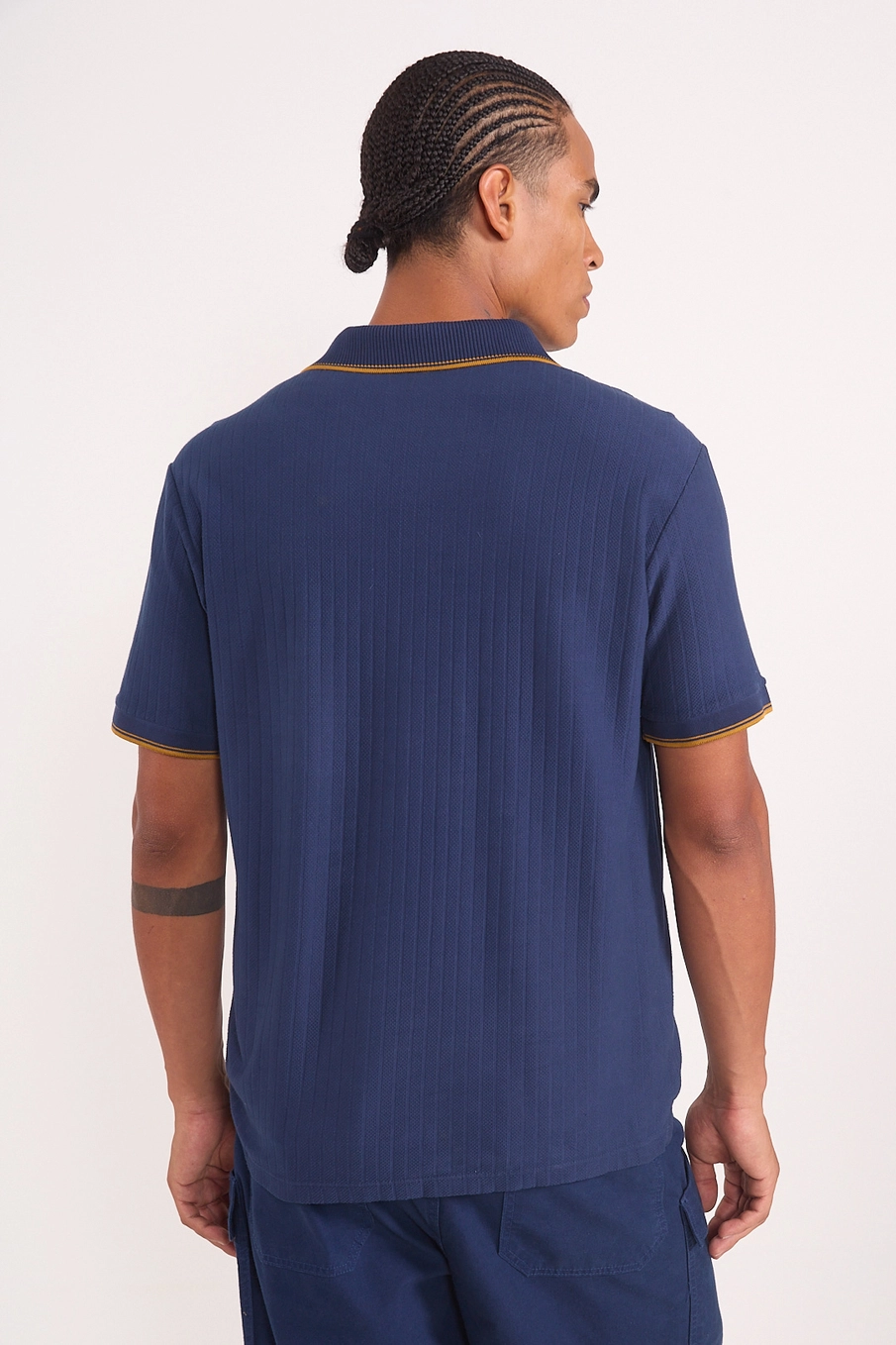 Camisa Polo De Algodão Canela Azul