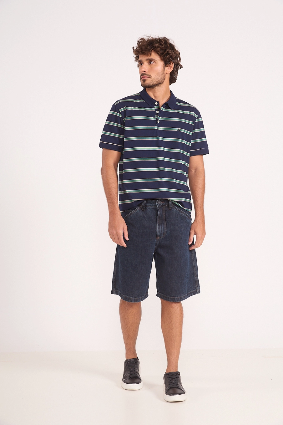 Polo Masculina Reta Listrada Estampados