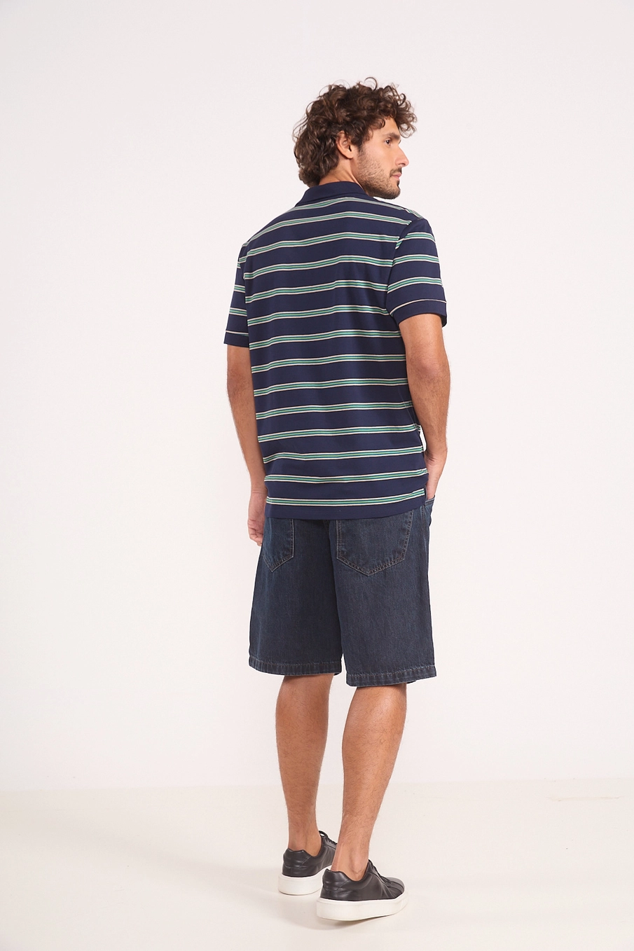 Polo Masculina Reta Listrada Estampados