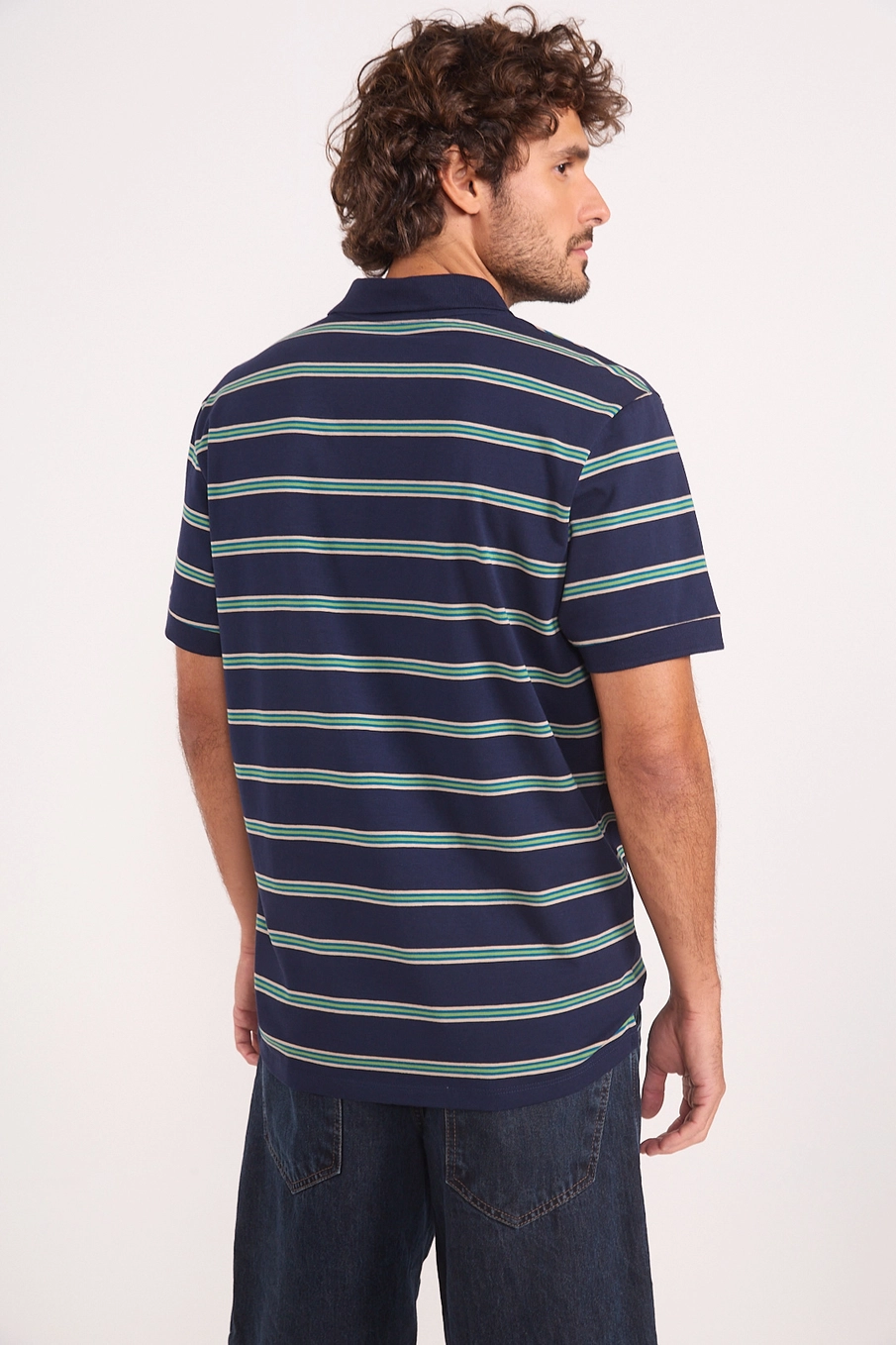 Polo Masculina Reta Listrada Estampados