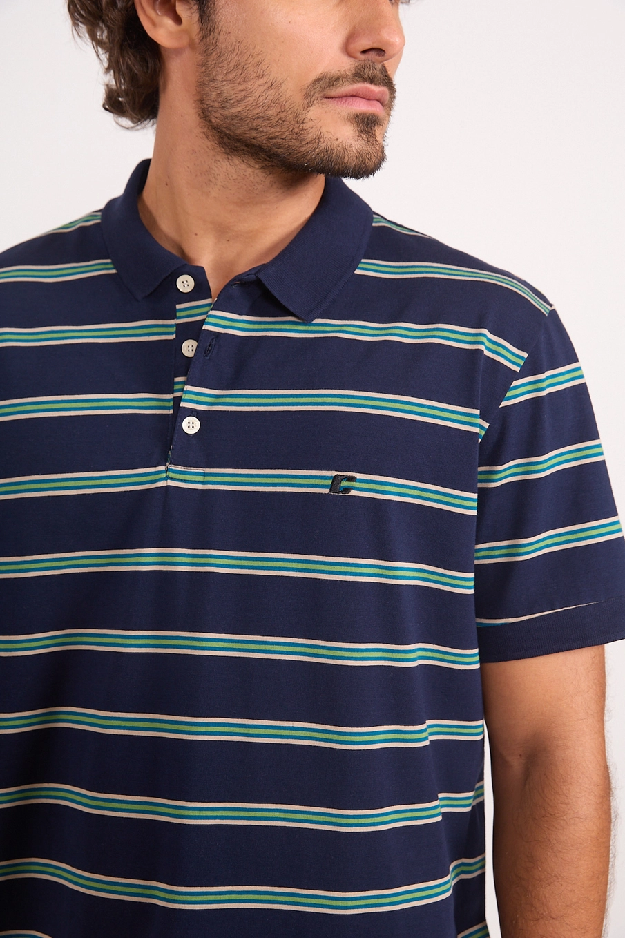 Polo Masculina Reta Listrada Estampados