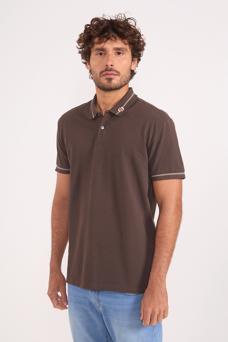 Polo Piquet Com Friso Contrastante