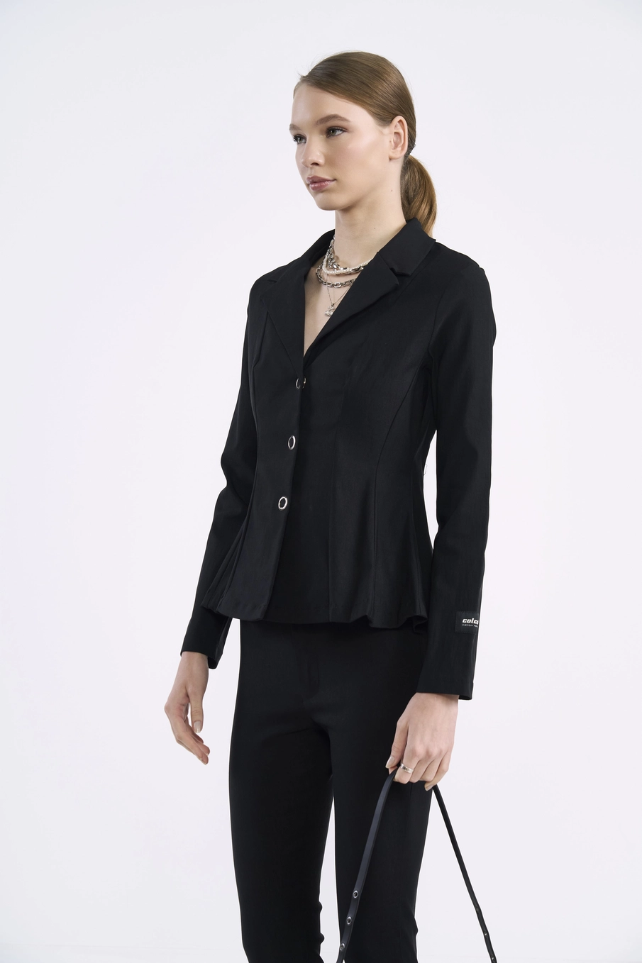 Camisa De Alfaiataria Acinturada Preto