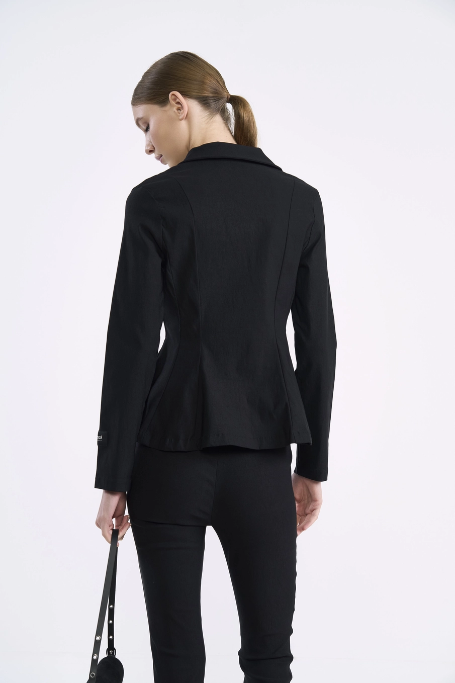 Camisa De Alfaiataria Acinturada Preto
