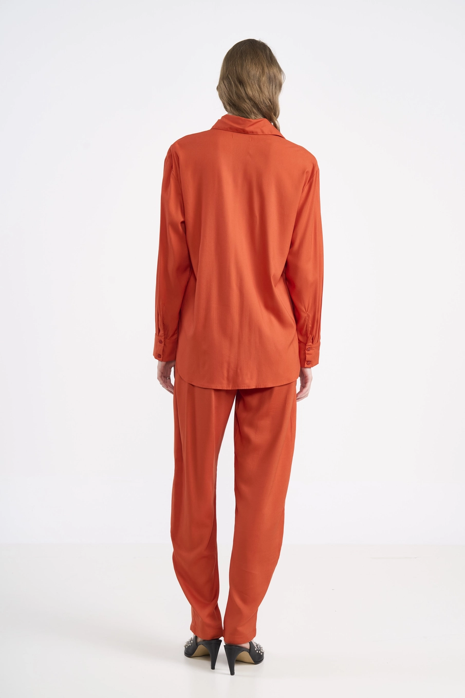 Camisa De Viscose Fluida Laranja