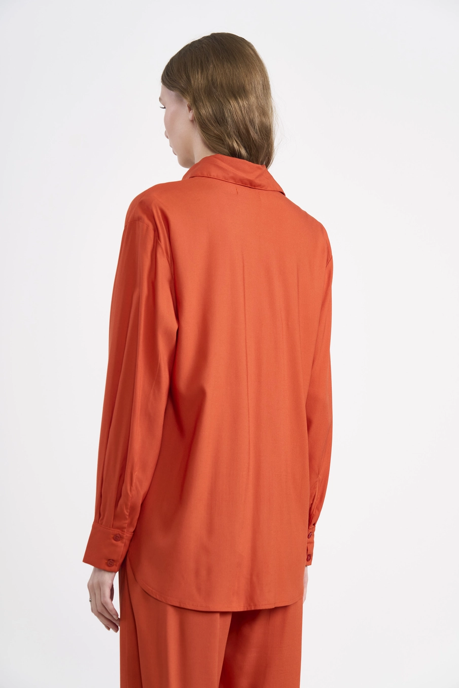 Camisa De Viscose Fluida Laranja