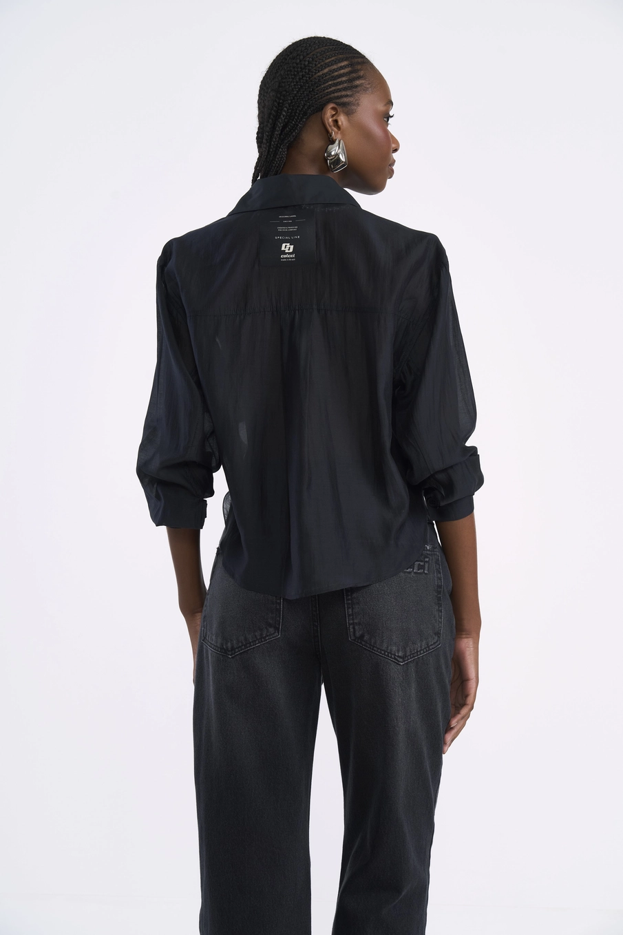 Camisa Feminina Oversized Em Liocel Preto