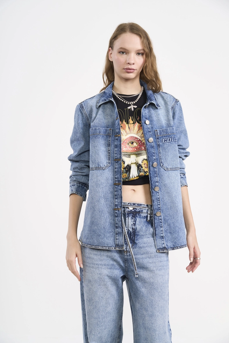 Camisa Feminina Jeans Oversized