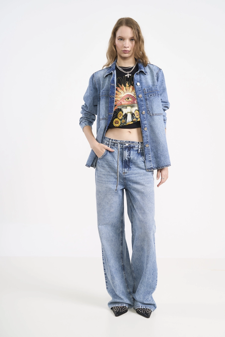 Camisa Feminina Jeans Oversized Índigo