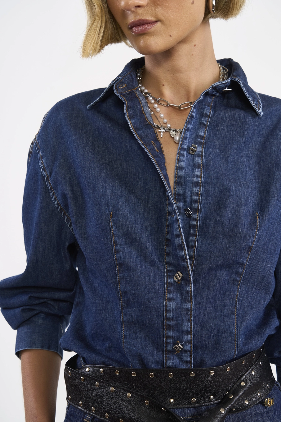 Camisa Jeans Acinturada Índigo
