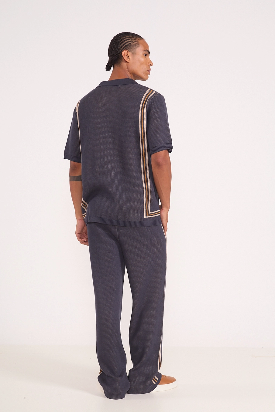 Camisa Em Malha Com Detalhe Listrado Cinza