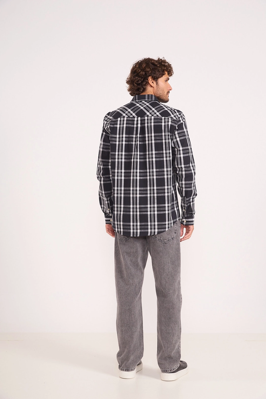 Camisa Masculina Reta Fit Xadrez Manga Longa Estampados