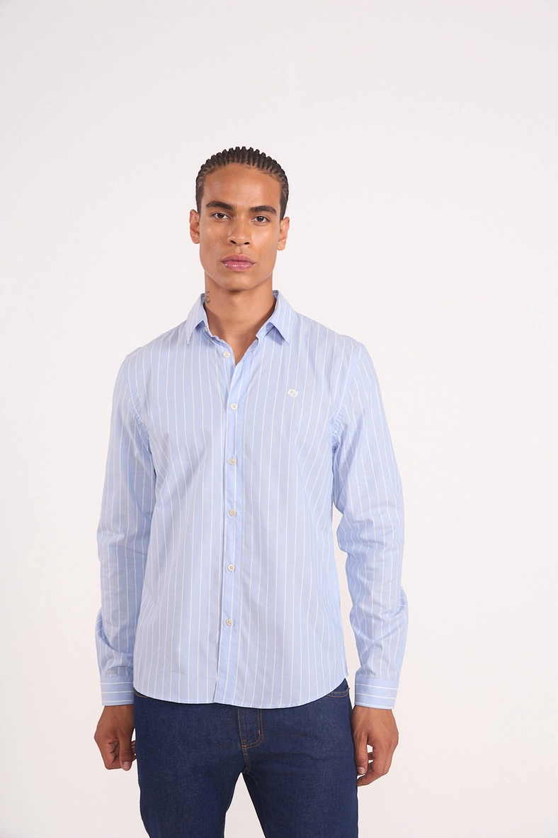 Camisa De Algodão Risca De Giz
