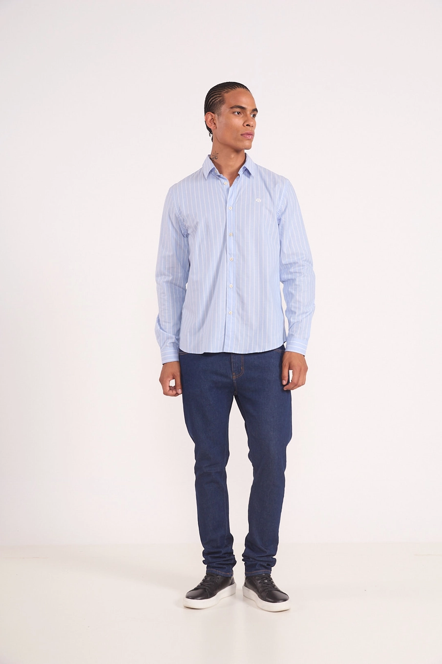 Camisa De Algodão Risca De Giz Estampados