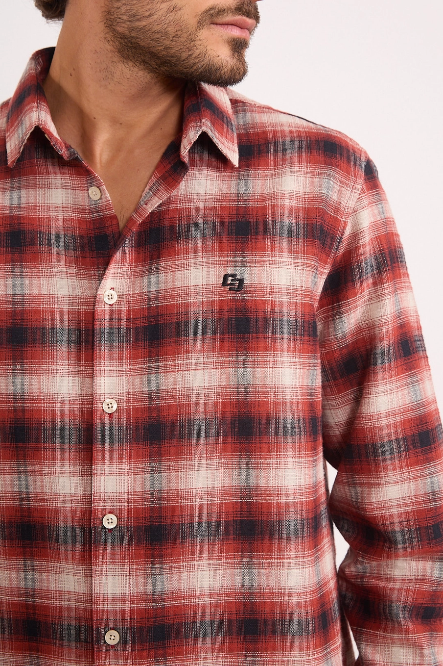 Camisa Masculina Xadrez Manga Longa Estampados