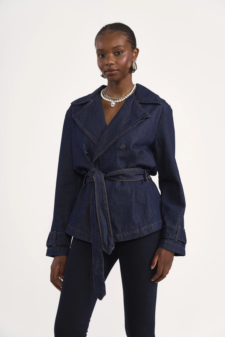 Jaqueta Jeans Estilo Trench