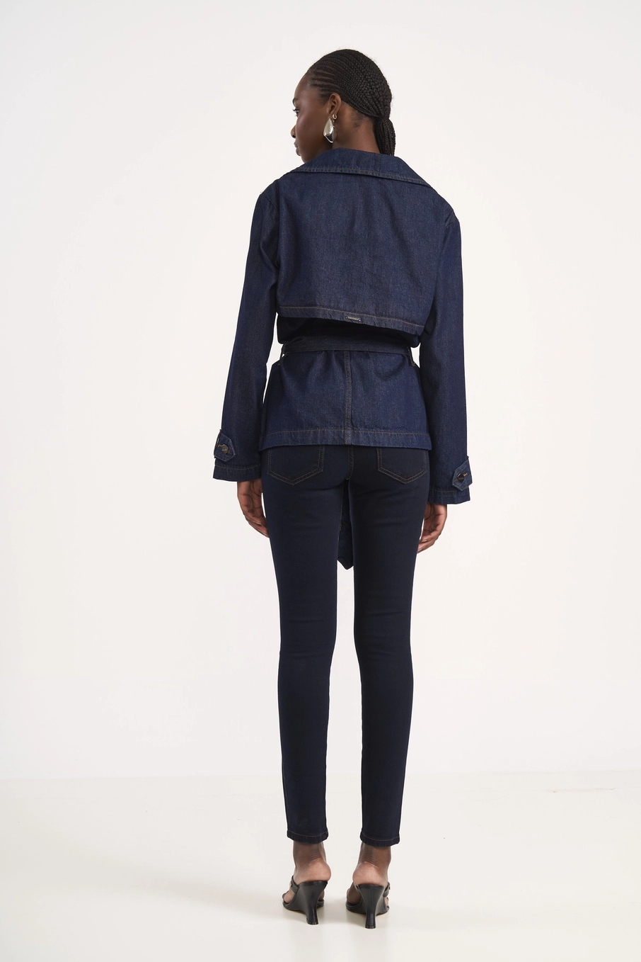 Jaqueta Jeans Estilo Trench Índigo