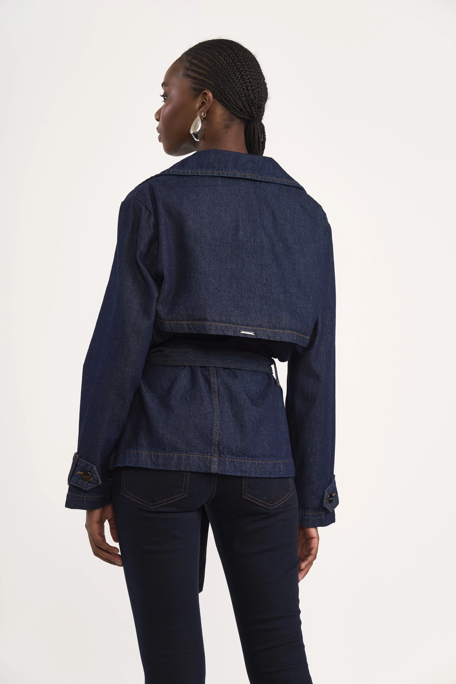 Jaqueta Jeans Estilo Trench Índigo