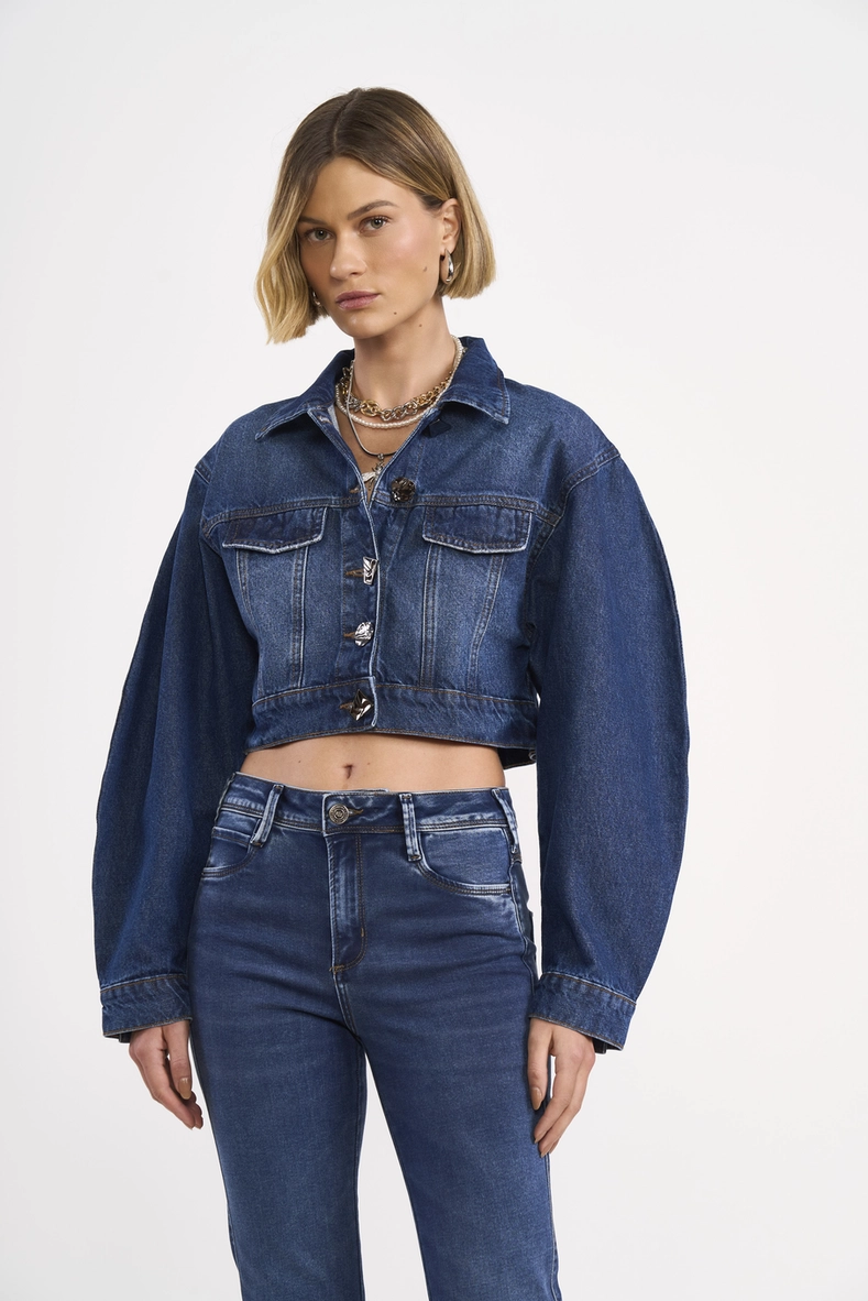 Jaqueta Jeans Cropped Balloon