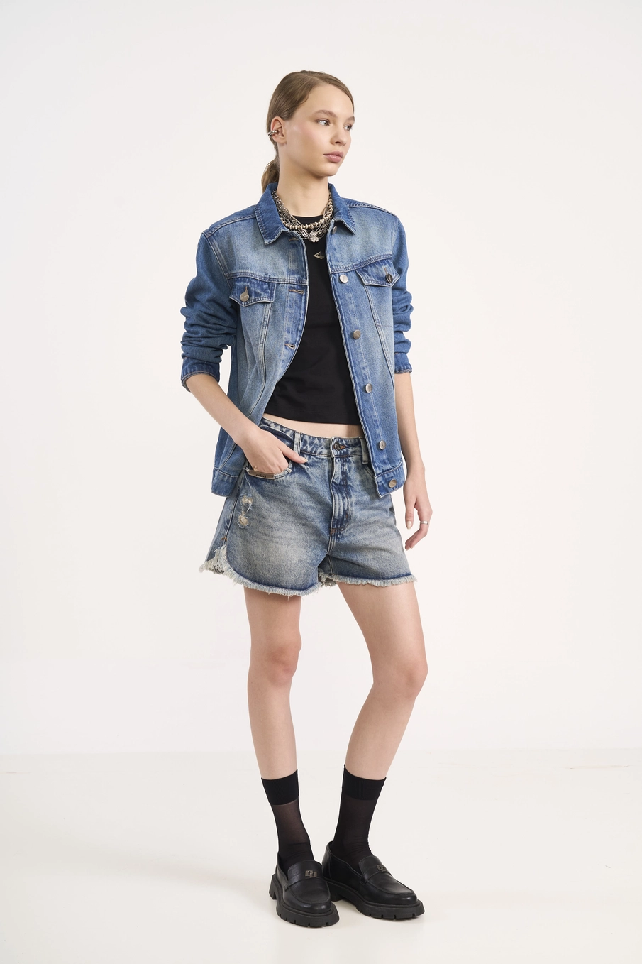 Jaqueta Jeans Estonada Índigo