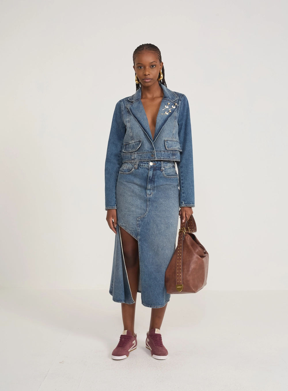 Jaqueta Blazer Jeans Cropped Índigo