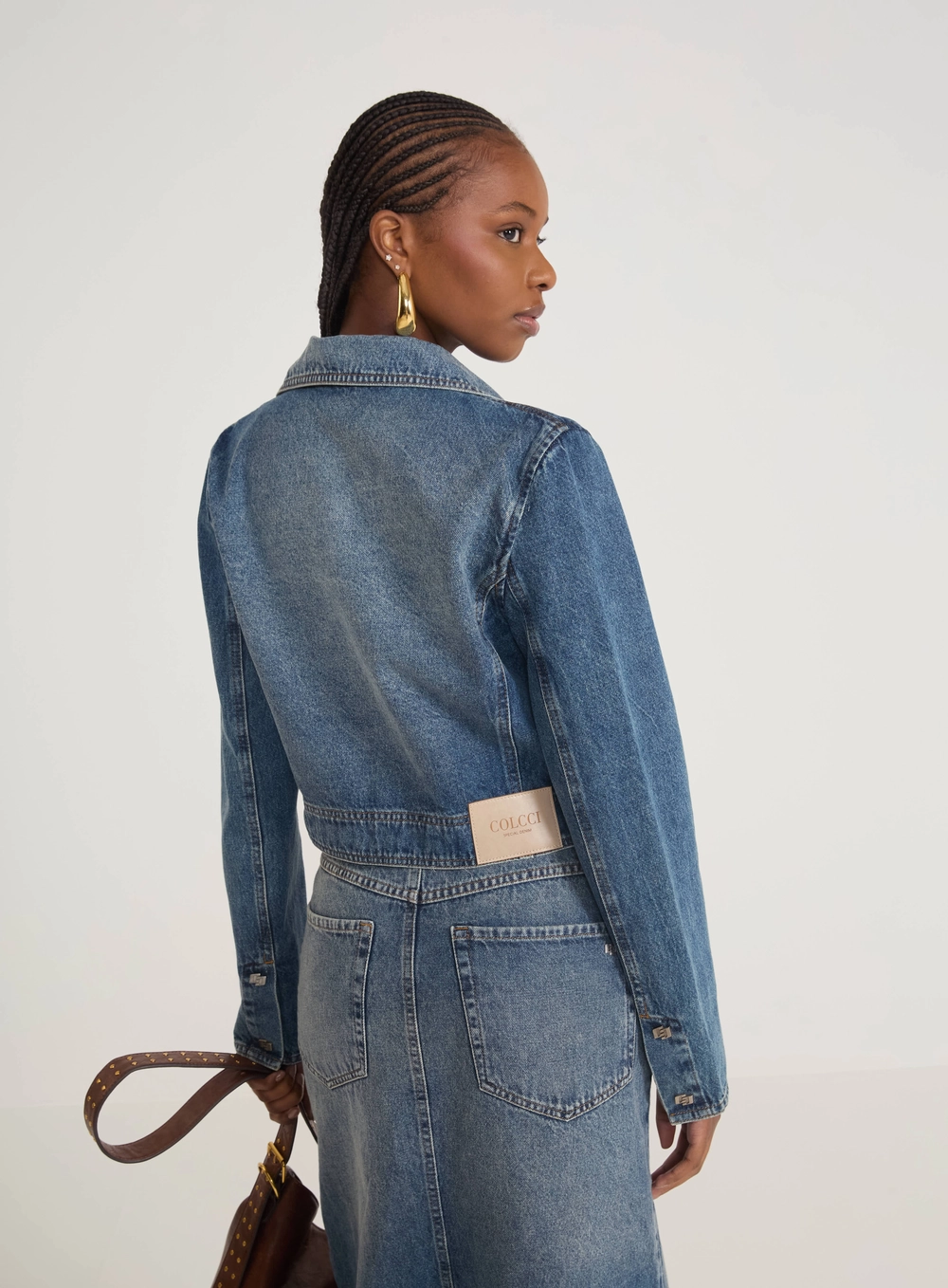 Jaqueta Blazer Jeans Cropped Índigo