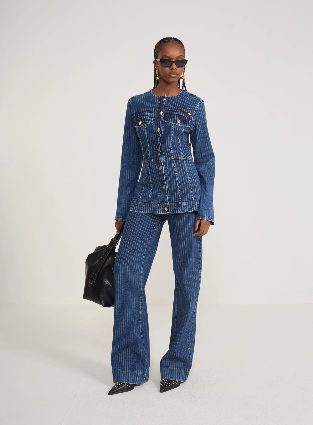 Jaqueta Jeans Alfaiataria Risca De Giz Índigo