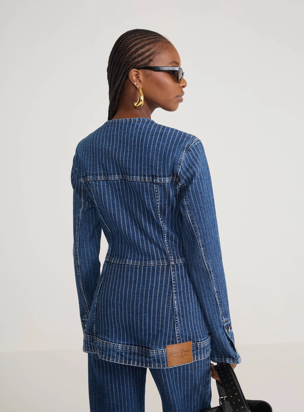 Jaqueta Jeans Alfaiataria Risca De Giz Índigo