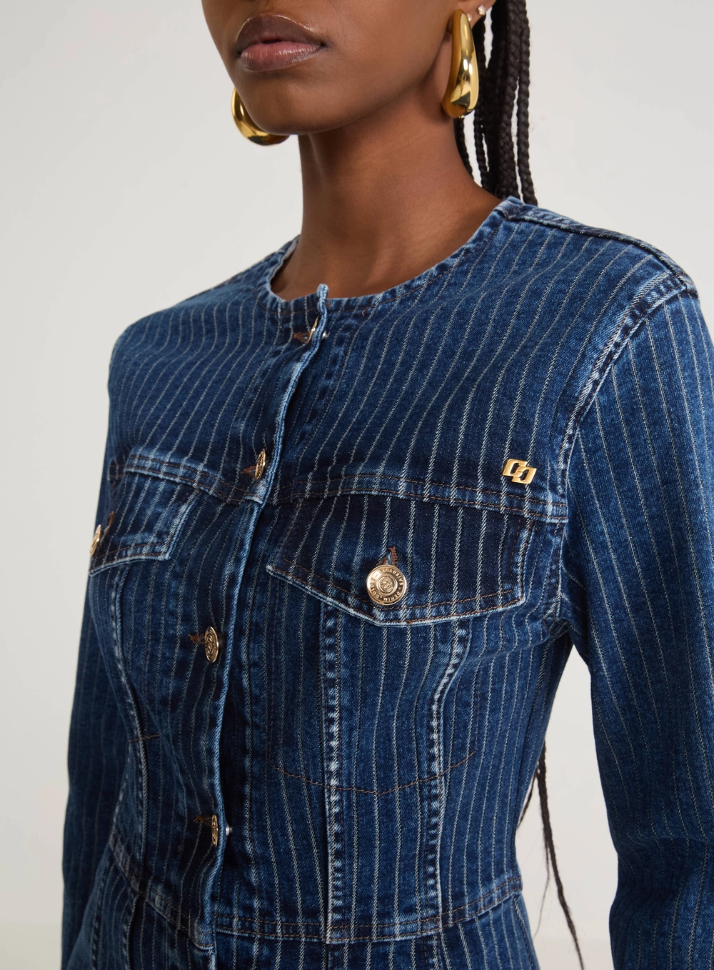 Jaqueta Jeans Alfaiataria Risca De Giz Índigo