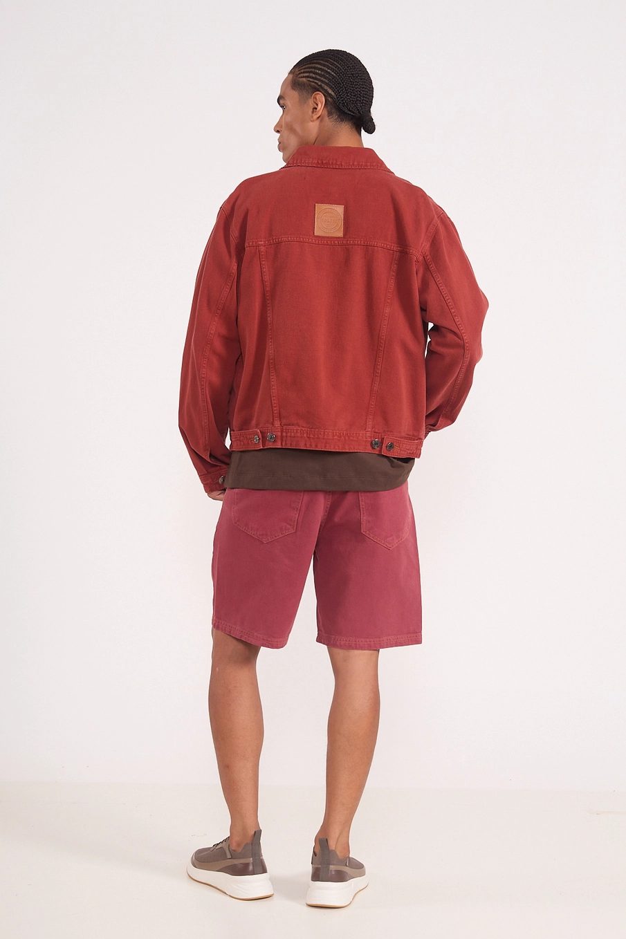 Jaqueta Em Sarja Com Bolsos Frontais Vermelho