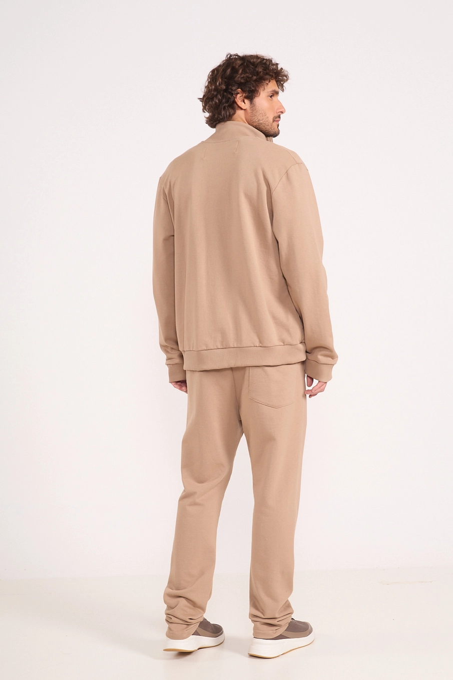 Jaqueta De Moletom Zip Bege