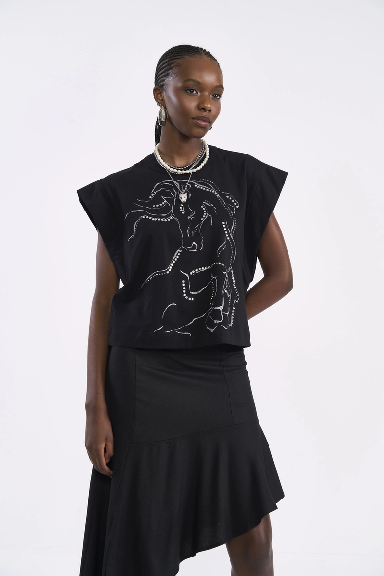 Camiseta Muscle Tee Com Aplicação Artística