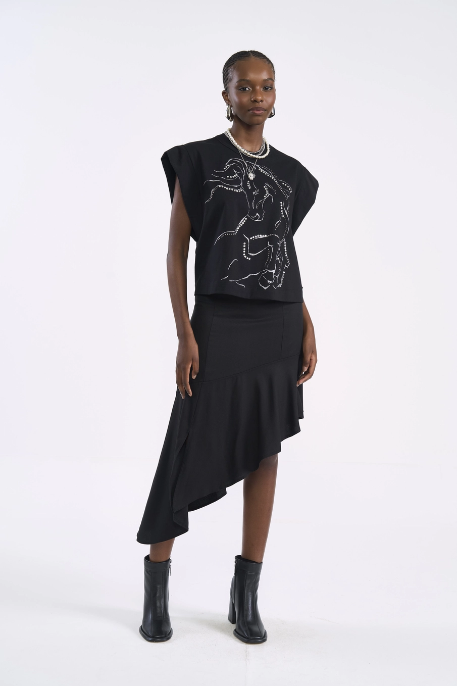 Camiseta Muscle Tee Com Aplicação Artística Preto